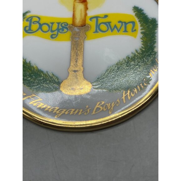 boys town Christmas tree ornament circle glass candle father Flanagan's READ - Picture 7 of 8
